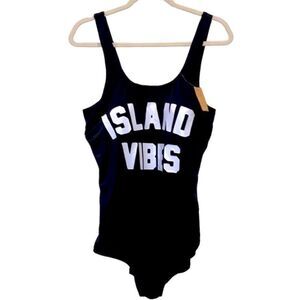 NWT Delimira Black Island Vibes One Piece Swimsuit Bathing Suit‍‍‍‍‍‍‍‍‍﻿﻿﻿﻿﻿﻿﻿﻿